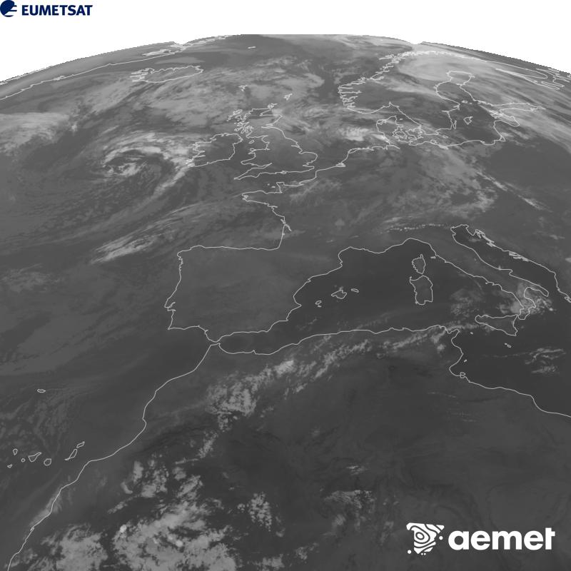 Aquesta imatge es genera utilitzant informaci� del canal Infraroig 10.5 �m del sat�l�lit METEOSAT-12, pertanyent a la tercera generaci� de sat�l�lits Meteosat (MTG). Perqu� la imatge s'assembli m�s a la percepci� de l'ull hum�, l'escala de grises est� invertida. Les hores indicades es refereixen a la pen�nsula (una hora menys a les Illes Can�ries).&nbsp;diumenge, 30 d?agost  2026 03:00