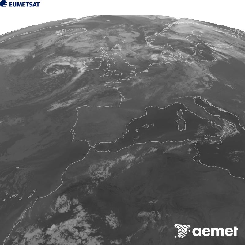 Aquesta imatge es genera utilitzant informaci� del canal Infraroig 10.5 �m del sat�l�lit METEOSAT-12, pertanyent a la tercera generaci� de sat�l�lits Meteosat (MTG). Perqu� la imatge s'assembli m�s a la percepci� de l'ull hum�, l'escala de grises est� invertida. Les hores indicades es refereixen a la pen�nsula (una hora menys a les Illes Can�ries).&nbsp;diumenge, 30 d?agost  2026 04:00