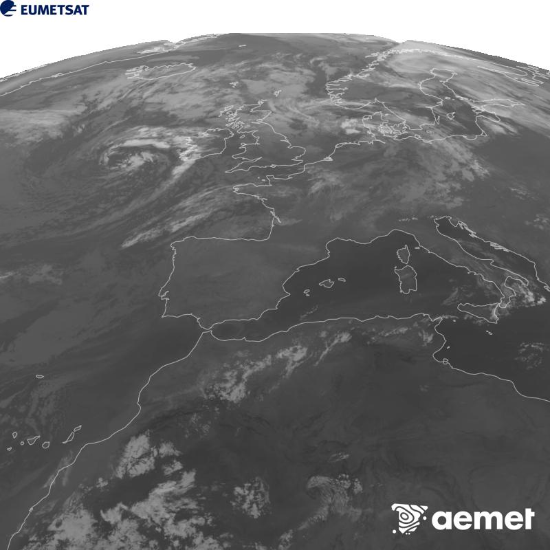 Aquesta imatge es genera utilitzant informaci� del canal Infraroig 10.5 �m del sat�l�lit METEOSAT-12, pertanyent a la tercera generaci� de sat�l�lits Meteosat (MTG). Perqu� la imatge s'assembli m�s a la percepci� de l'ull hum�, l'escala de grises est� invertida. Les hores indicades es refereixen a la pen�nsula (una hora menys a les Illes Can�ries).&nbsp;diumenge, 30 d?agost  2026 05:00