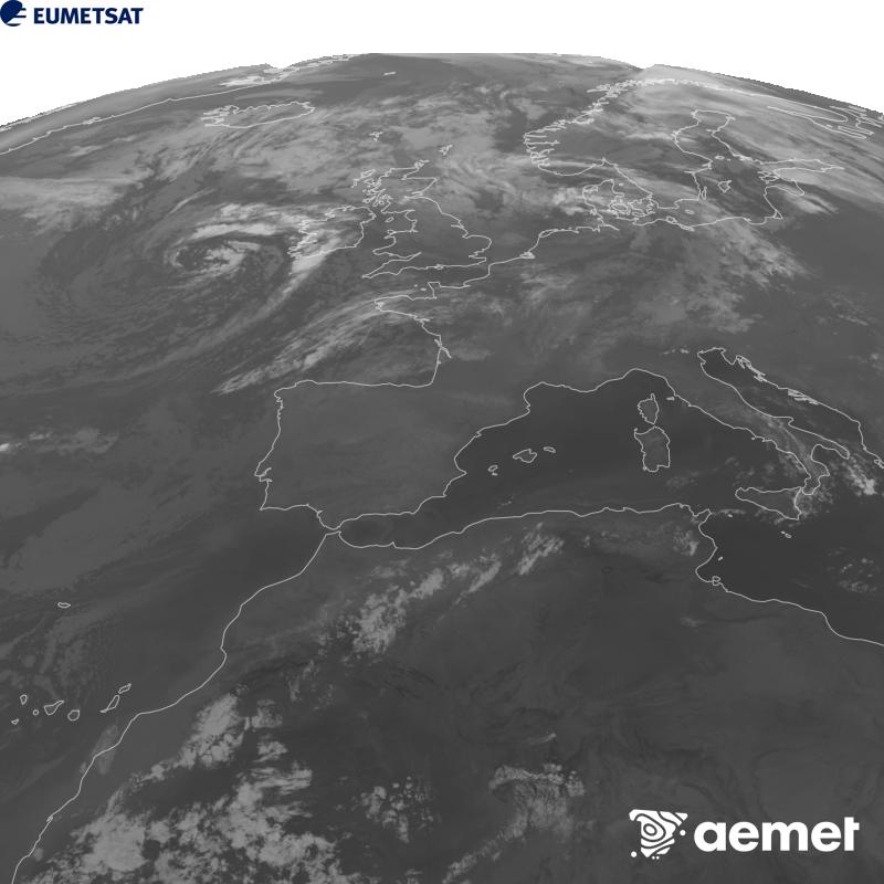 Aquesta imatge es genera utilitzant informaci� del canal Infraroig 10.5 �m del sat�l�lit METEOSAT-12, pertanyent a la tercera generaci� de sat�l�lits Meteosat (MTG). Perqu� la imatge s'assembli m�s a la percepci� de l'ull hum�, l'escala de grises est� invertida. Les hores indicades es refereixen a la pen�nsula (una hora menys a les Illes Can�ries).&nbsp;diumenge, 30 d?agost  2026 06:00