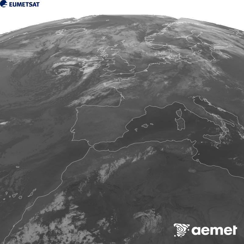 Aquesta imatge es genera utilitzant informaci� del canal Infraroig 10.5 �m del sat�l�lit METEOSAT-12, pertanyent a la tercera generaci� de sat�l�lits Meteosat (MTG). Perqu� la imatge s'assembli m�s a la percepci� de l'ull hum�, l'escala de grises est� invertida. Les hores indicades es refereixen a la pen�nsula (una hora menys a les Illes Can�ries).&nbsp;diumenge, 30 d?agost  2026 07:00