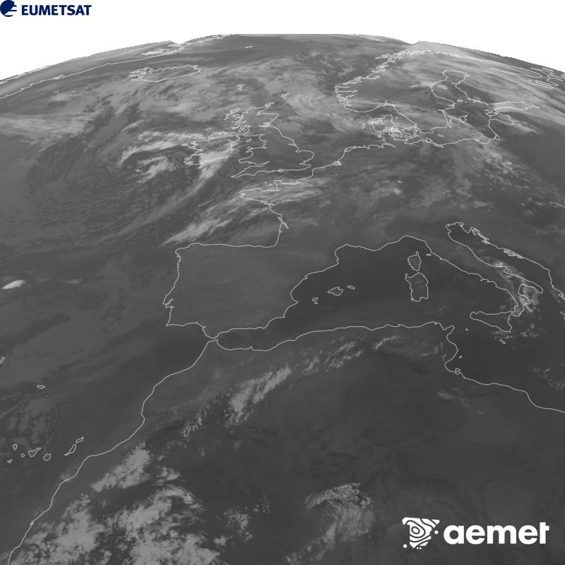 Aquesta imatge es genera utilitzant informaci� del canal Infraroig 10.5 �m del sat�l�lit METEOSAT-12, pertanyent a la tercera generaci� de sat�l�lits Meteosat (MTG). Perqu� la imatge s'assembli m�s a la percepci� de l'ull hum�, l'escala de grises est� invertida. Les hores indicades es refereixen a la pen�nsula (una hora menys a les Illes Can�ries).&nbsp;diumenge, 30 d?agost  2026 08:00