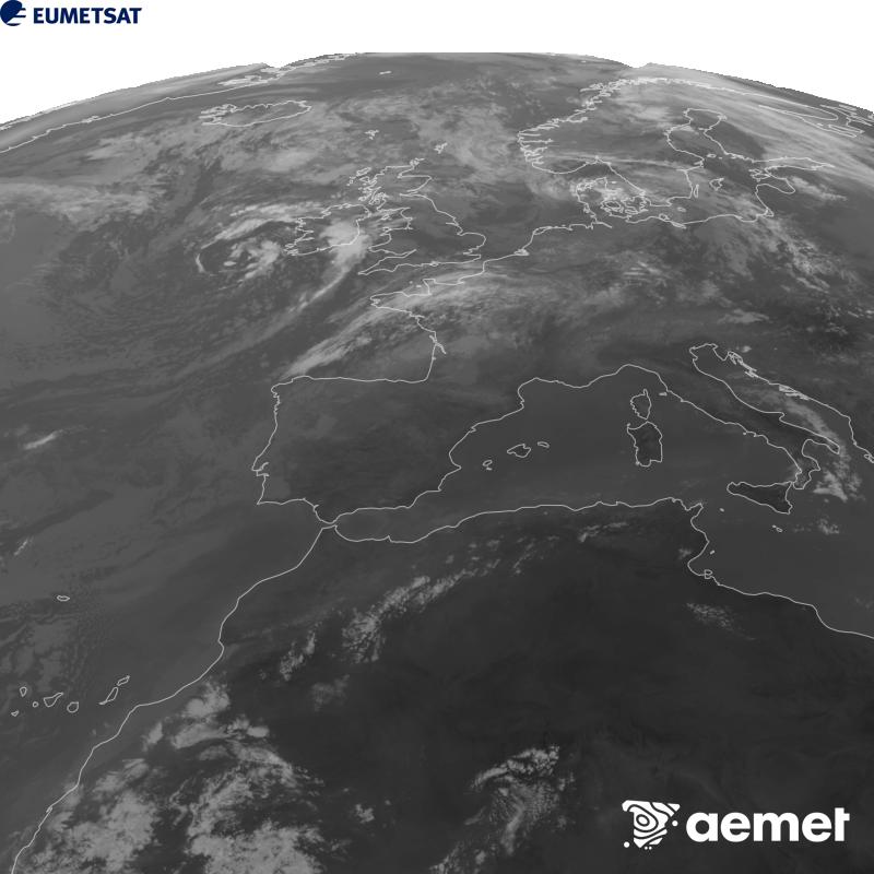 Aquesta imatge es genera utilitzant informaci� del canal Infraroig 10.5 �m del sat�l�lit METEOSAT-12, pertanyent a la tercera generaci� de sat�l�lits Meteosat (MTG). Perqu� la imatge s'assembli m�s a la percepci� de l'ull hum�, l'escala de grises est� invertida. Les hores indicades es refereixen a la pen�nsula (una hora menys a les Illes Can�ries).&nbsp;diumenge, 30 d?agost  2026 10:00