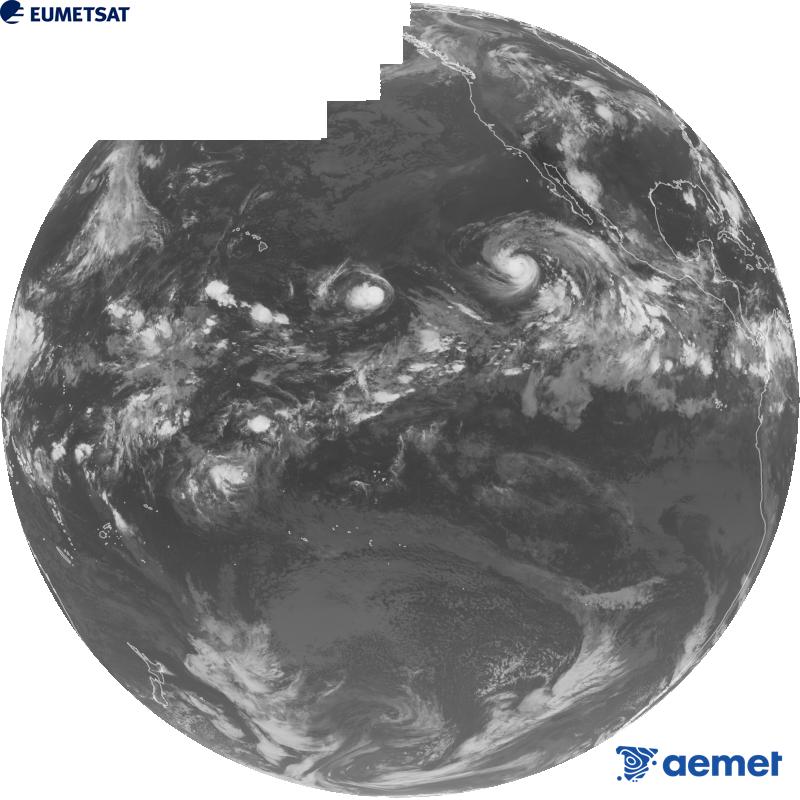 Overall image from the infrared channel (wavelength 10.3 �m) of the US GOES-18 satellite. The times shown are for the Iberian Peninsula (one hour earlier in the Canary Islands).&nbsp;Sunday, 30 August  2026 11:00