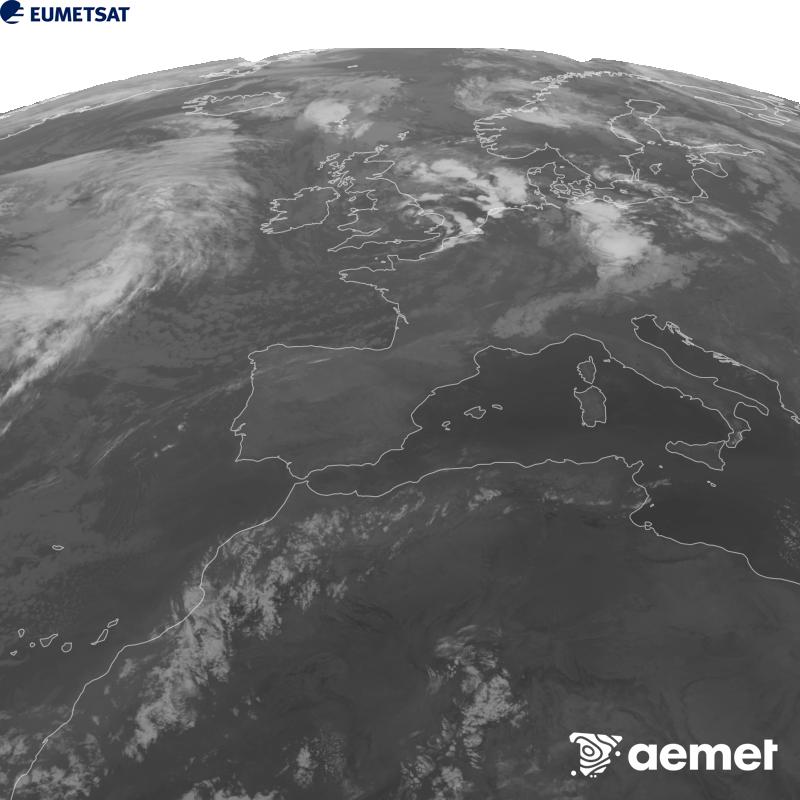 Esta imagen se genera utilizando informaci�n del canal Infrarrojo 10.5 �m del sat�lite METEOSAT-12, perteneciente a la tercera generaci�n de sat�lites Meteosat (MTG). Para que la imagen se asemeje m�s a la percepci�n del ojo humano, la escala de grises est� invertida. Las horas indicadas se refieren a la pen�nsula (una hora menos en las Islas Canarias).&nbsp;lunes, 31 agosto 2026 a las 06:00