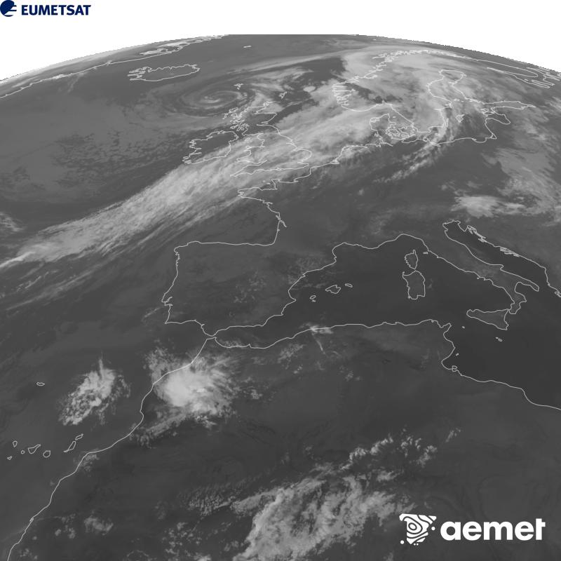 Esta imagen se genera utilizando informaci�n del canal Infrarrojo 10.5 �m del sat�lite METEOSAT-12, perteneciente a la tercera generaci�n de sat�lites Meteosat (MTG). Para que la imagen se asemeje m�s a la percepci�n del ojo humano, la escala de grises est� invertida. Las horas indicadas se refieren a la pen�nsula (una hora menos en las Islas Canarias).&nbsp;martes, 08 septiembre 2026 a las 01:00