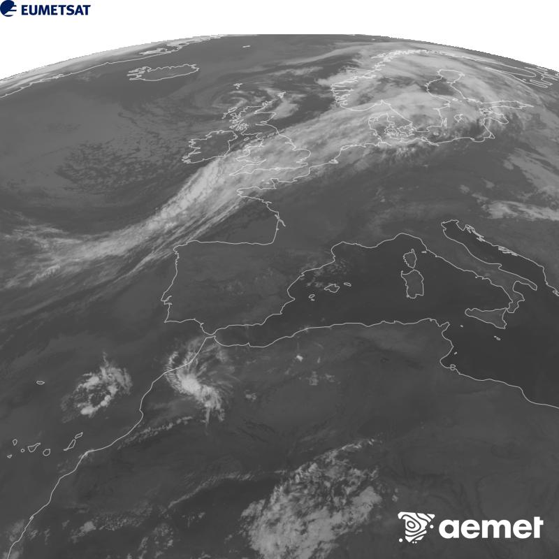Esta imagen se genera utilizando informaci�n del canal Infrarrojo 10.5 �m del sat�lite METEOSAT-12, perteneciente a la tercera generaci�n de sat�lites Meteosat (MTG). Para que la imagen se asemeje m�s a la percepci�n del ojo humano, la escala de grises est� invertida. Las horas indicadas se refieren a la pen�nsula (una hora menos en las Islas Canarias).&nbsp;martes, 08 septiembre 2026 a las 05:00