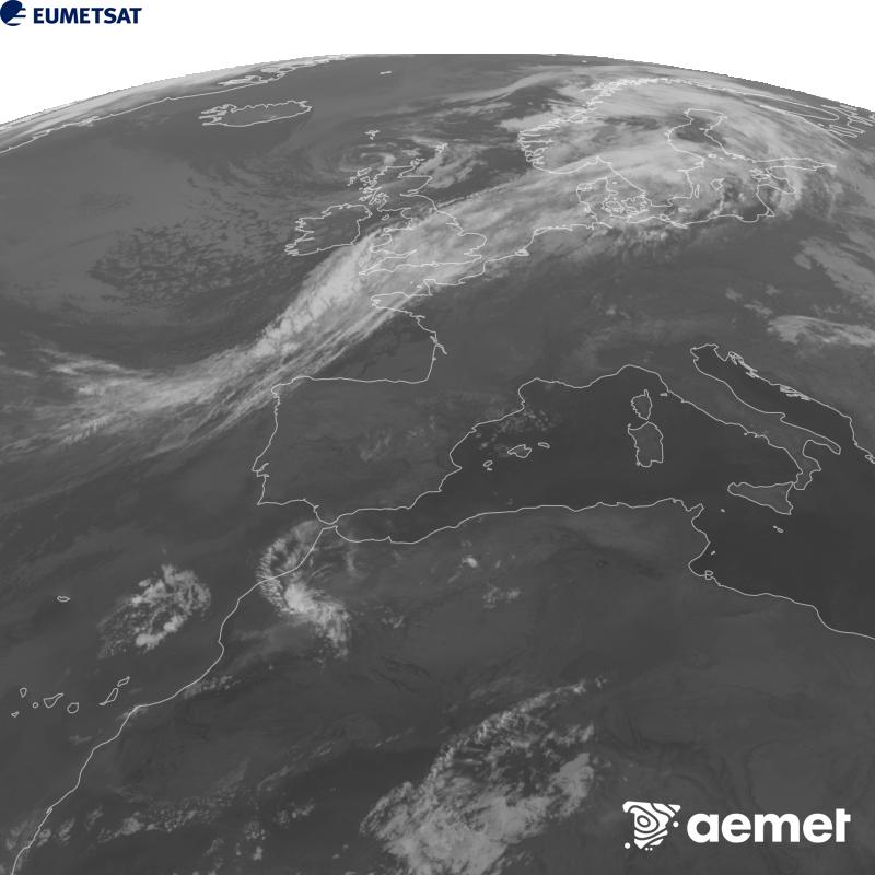 Esta imagen se genera utilizando informaci�n del canal Infrarrojo 10.5 �m del sat�lite METEOSAT-12, perteneciente a la tercera generaci�n de sat�lites Meteosat (MTG). Para que la imagen se asemeje m�s a la percepci�n del ojo humano, la escala de grises est� invertida. Las horas indicadas se refieren a la pen�nsula (una hora menos en las Islas Canarias).&nbsp;martes, 08 septiembre 2026 a las 06:00