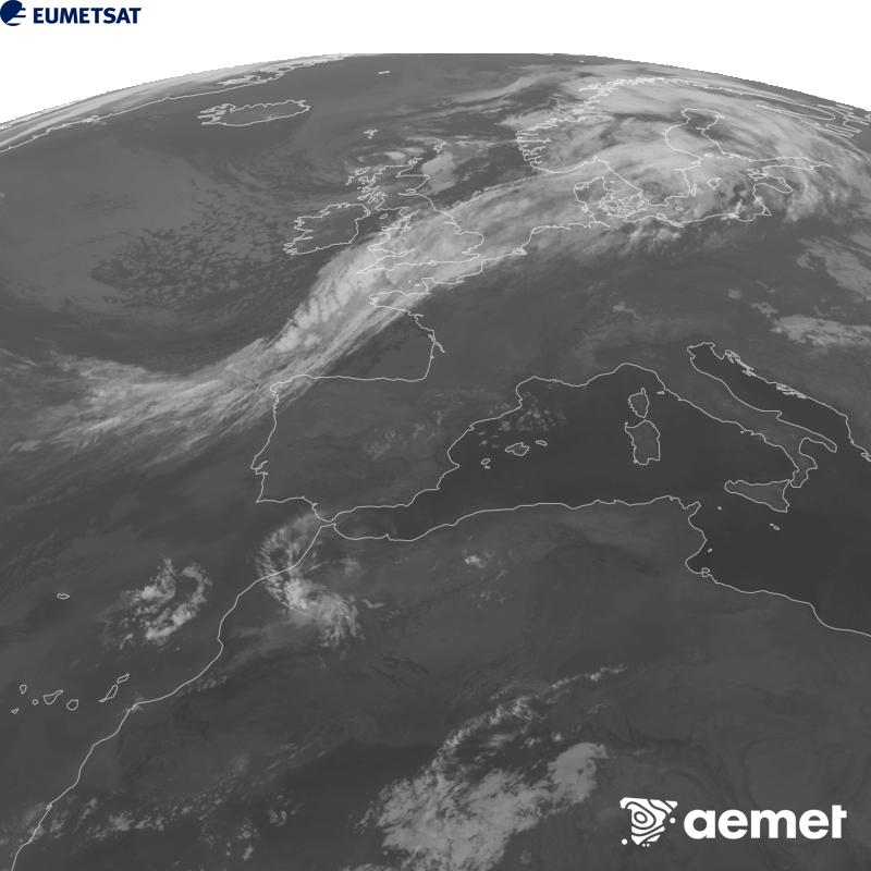 Esta imagen se genera utilizando informaci�n del canal Infrarrojo 10.5 �m del sat�lite METEOSAT-12, perteneciente a la tercera generaci�n de sat�lites Meteosat (MTG). Para que la imagen se asemeje m�s a la percepci�n del ojo humano, la escala de grises est� invertida. Las horas indicadas se refieren a la pen�nsula (una hora menos en las Islas Canarias).&nbsp;martes, 08 septiembre 2026 a las 07:00