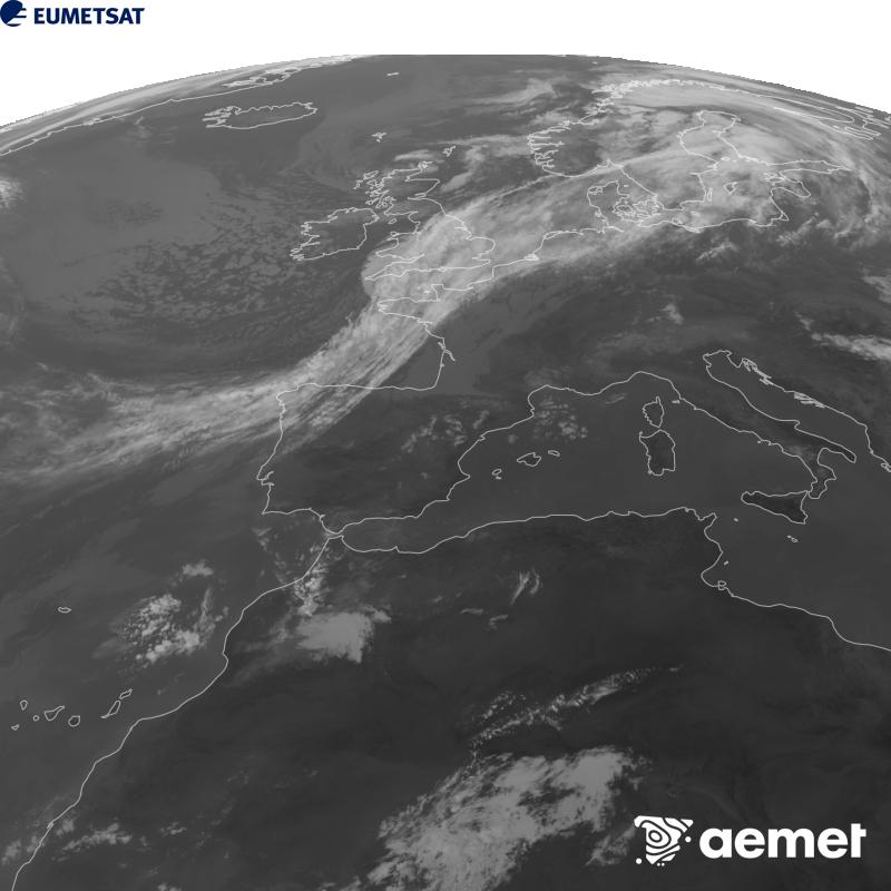 Esta imagen se genera utilizando informaci�n del canal Infrarrojo 10.5 �m del sat�lite METEOSAT-12, perteneciente a la tercera generaci�n de sat�lites Meteosat (MTG). Para que la imagen se asemeje m�s a la percepci�n del ojo humano, la escala de grises est� invertida. Las horas indicadas se refieren a la pen�nsula (una hora menos en las Islas Canarias).&nbsp;martes, 08 septiembre 2026 a las 10:00