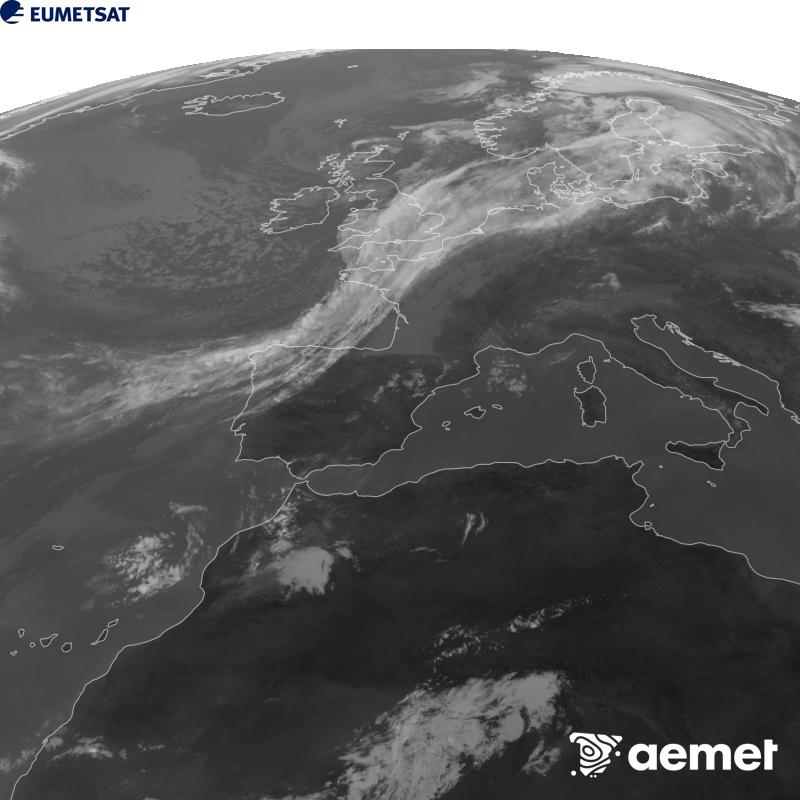 Esta imagen se genera utilizando informaci�n del canal Infrarrojo 10.5 �m del sat�lite METEOSAT-12, perteneciente a la tercera generaci�n de sat�lites Meteosat (MTG). Para que la imagen se asemeje m�s a la percepci�n del ojo humano, la escala de grises est� invertida. Las horas indicadas se refieren a la pen�nsula (una hora menos en las Islas Canarias).&nbsp;martes, 08 septiembre 2026 a las 11:00