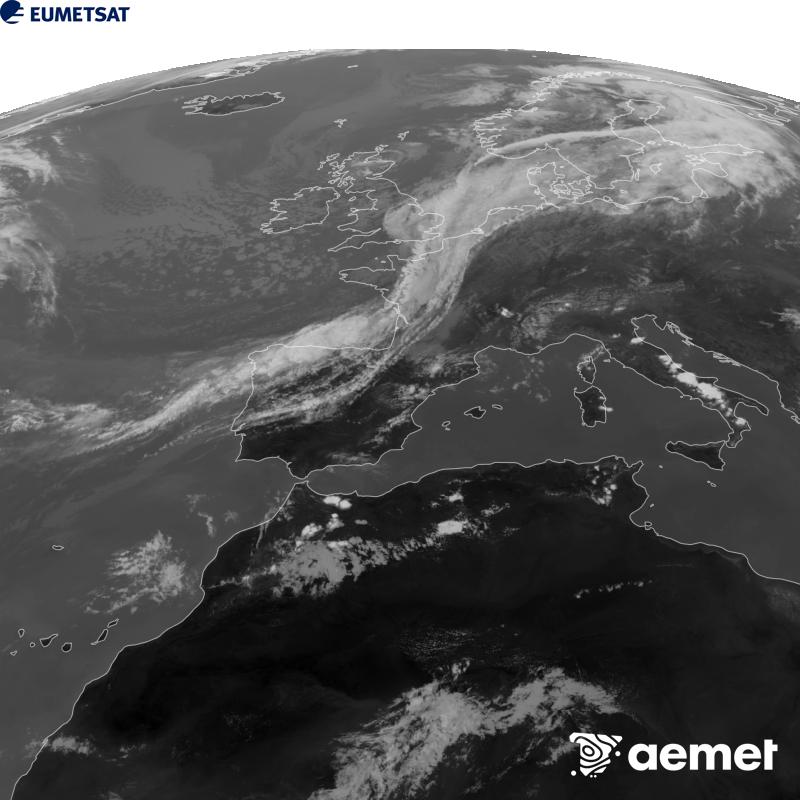 Esta imagen se genera utilizando informaci�n del canal Infrarrojo 10.5 �m del sat�lite METEOSAT-12, perteneciente a la tercera generaci�n de sat�lites Meteosat (MTG). Para que la imagen se asemeje m�s a la percepci�n del ojo humano, la escala de grises est� invertida. Las horas indicadas se refieren a la pen�nsula (una hora menos en las Islas Canarias).&nbsp;martes, 08 septiembre 2026 a las 15:00