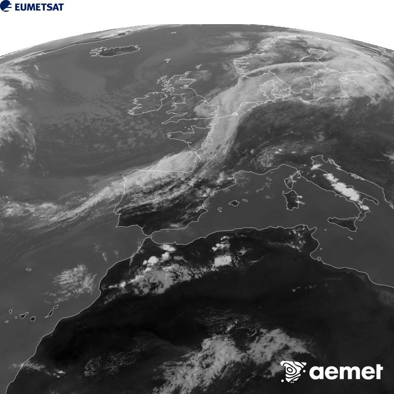Esta imagen se genera utilizando informaci�n del canal Infrarrojo 10.5 �m del sat�lite METEOSAT-12, perteneciente a la tercera generaci�n de sat�lites Meteosat (MTG). Para que la imagen se asemeje m�s a la percepci�n del ojo humano, la escala de grises est� invertida. Las horas indicadas se refieren a la pen�nsula (una hora menos en las Islas Canarias).&nbsp;martes, 08 septiembre 2026 a las 16:00