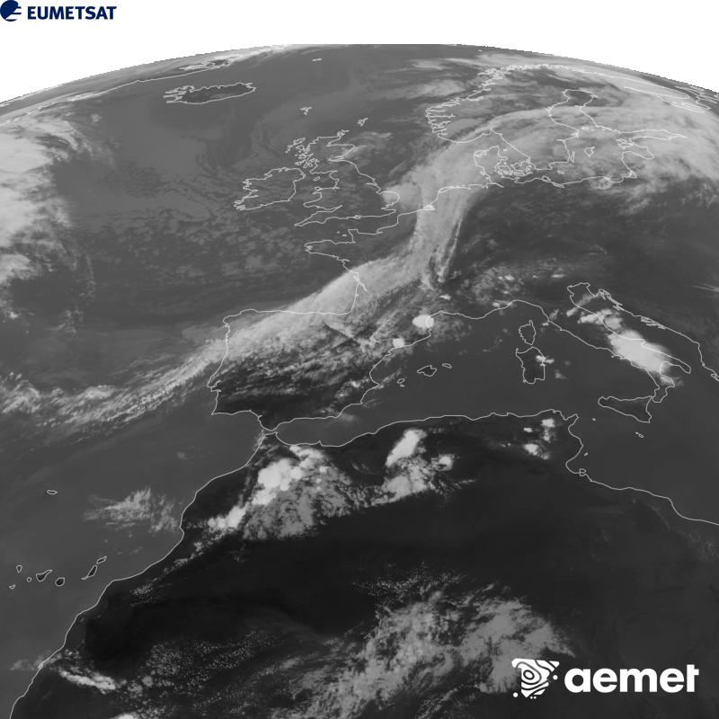 Esta imagen se genera utilizando informaci�n del canal Infrarrojo 10.5 �m del sat�lite METEOSAT-12, perteneciente a la tercera generaci�n de sat�lites Meteosat (MTG). Para que la imagen se asemeje m�s a la percepci�n del ojo humano, la escala de grises est� invertida. Las horas indicadas se refieren a la pen�nsula (una hora menos en las Islas Canarias).&nbsp;martes, 08 septiembre 2026 a las 18:00