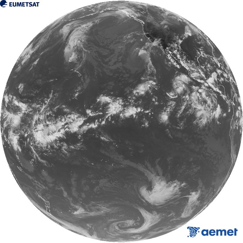 GOES-18 satelite estatubatuarraren kanal infragorriaren irudi globala (10.3 �m uhin-luzera). Ordu horiek penintsulari dagozkio (ordubete gutxiago Kanariar Uharteetan).&nbsp;asteazkena, 2026ko irailak 09, ordua: 02:00