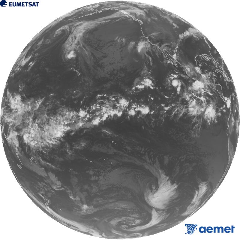 Imagen global del canal infrarrojo (longitud de onda 10.3 �m) del sat�lite estadounidense GOES-18. Las horas indicadas se refieren a la pen�nsula (una hora menos en las Islas Canarias).&nbsp;mi�rcoles, 09 septiembre 2026 a las 11:00