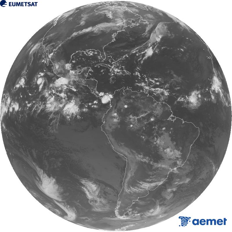 Imatge global del canal infraroig (longitud d'ona 10.3 �m) del sat�l�lit geoestacionari estatunidenc GOES-19. Les hores indicades es referixen a la pen�nsula (una hora menys a les Illes Can�ries).&nbsp;dimecres, 9 de setembre  2026 11:00