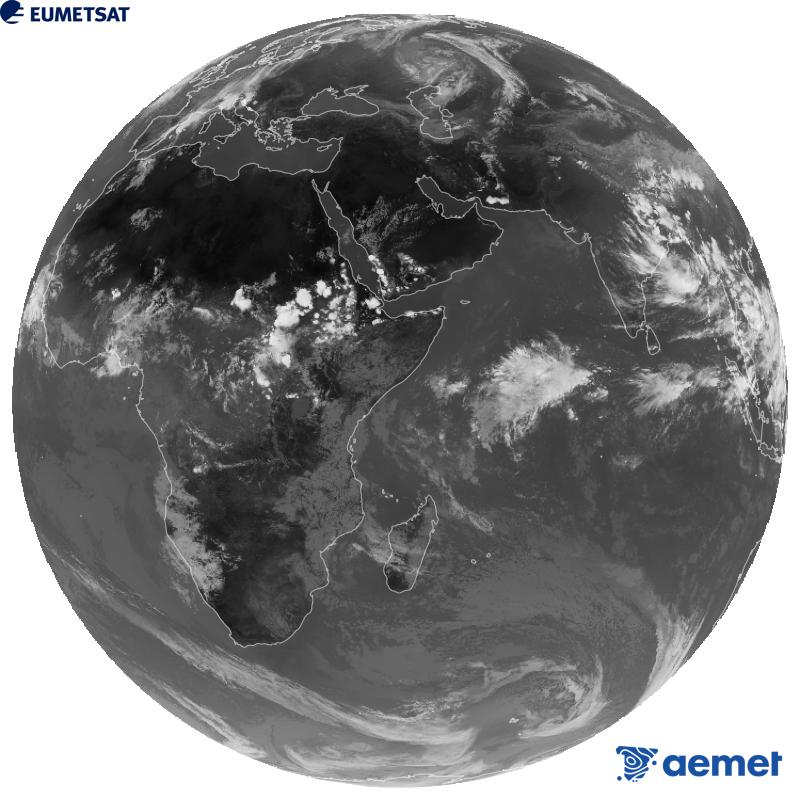 Imaxe global da canle infravermella (lonxitude de onda 10.8 �m) do sat�lite xeoestacionario europeo Meteosat-9, pertencente � segunda xeraci�n de sat�lites Meteosat. As horas indicadas ref�rense � pen�nsula (unha hora menos nas Illas Canarias).&nbsp;m�rcores, 9 setembro  2026 14:00