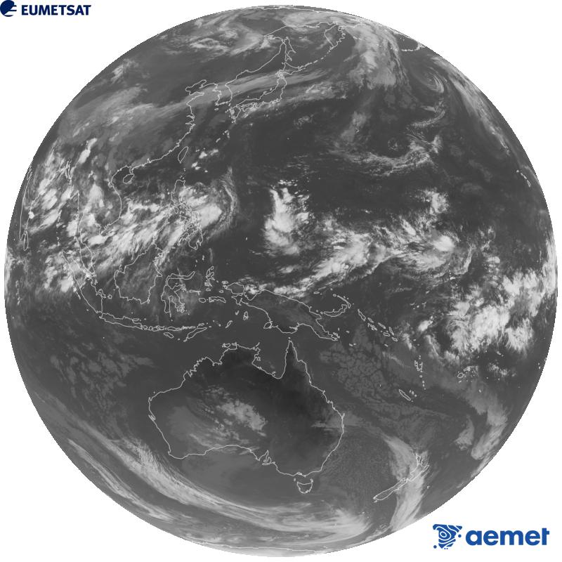 Imaxe global da canle infravermella (lonxitude de onda 10.4 �m) do sat�lite xeoestacionario xapon�s Himawari-9. As horas indicadas ref�rense � pen�nsula (unha hora menos nas Illas Canarias).&nbsp;xoves, 10 setembro  2026 02:00