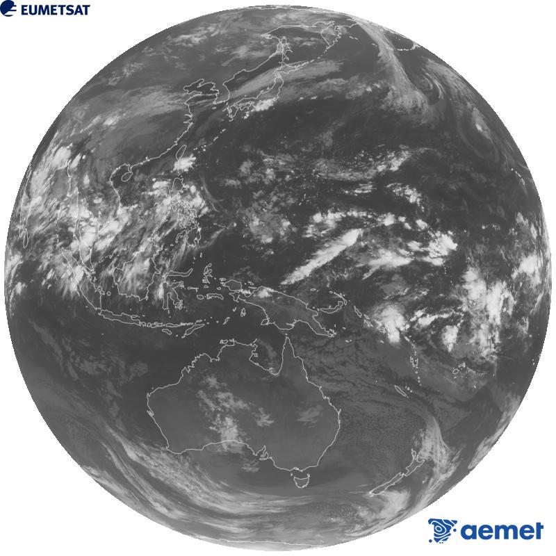 Imatge global del canal infraroig (longitud d'ona 10.4 �m) del sat�l�lit geoestacionari japon�s Himawari-9. Les hores indicades es refereixen a la pen�nsula (una hora menys a les Illes Can�ries).&nbsp;dijous, 10 de setembre  2026 20:00
