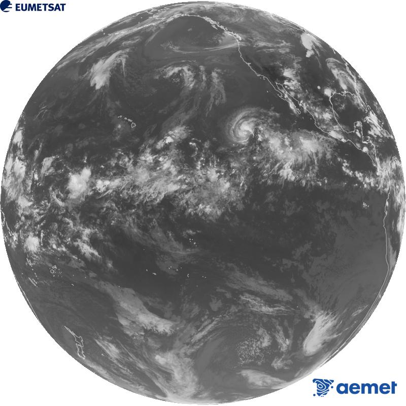 Imatge global del canal infraroig (longitud d'ona 10.3 �m) del sat�l�lit estatunidenc GOES-18. Les hores indicades es refereixen a la pen�nsula (una hora menys a les Illes Can�ries).&nbsp;dissabte, 12 de setembre  2026 05:00