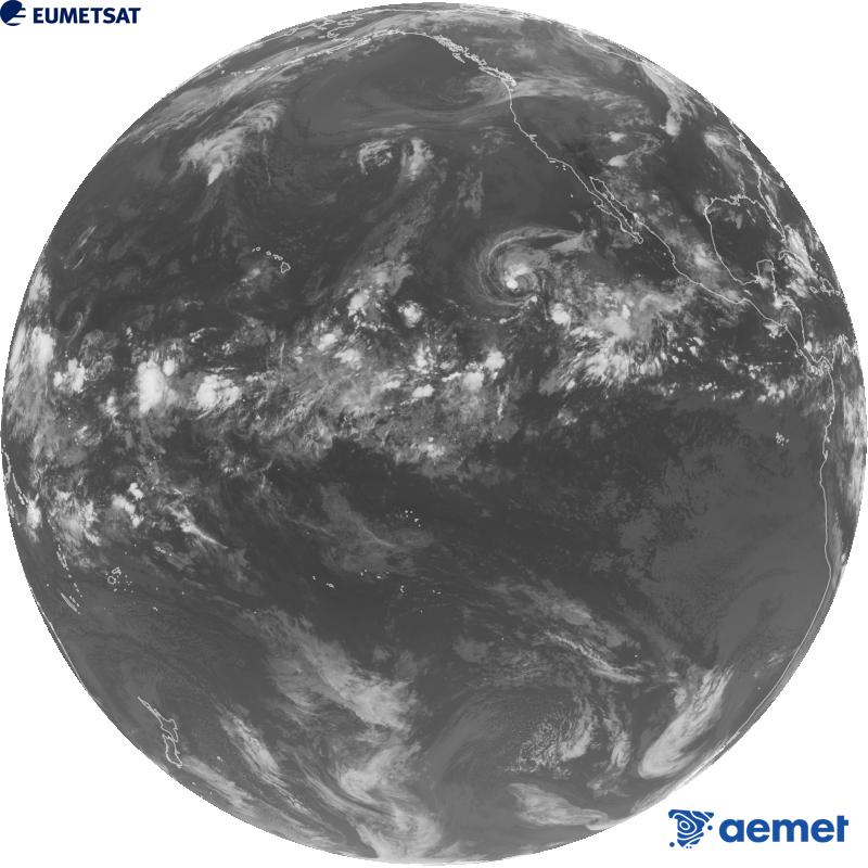 Imatge global del canal infraroig (longitud d'ona 10.3 �m) del sat�l�lit estatunidenc GOES-18. Les hores indicades es refereixen a la pen�nsula (una hora menys a les Illes Can�ries).&nbsp;dissabte, 12 de setembre  2026 11:00