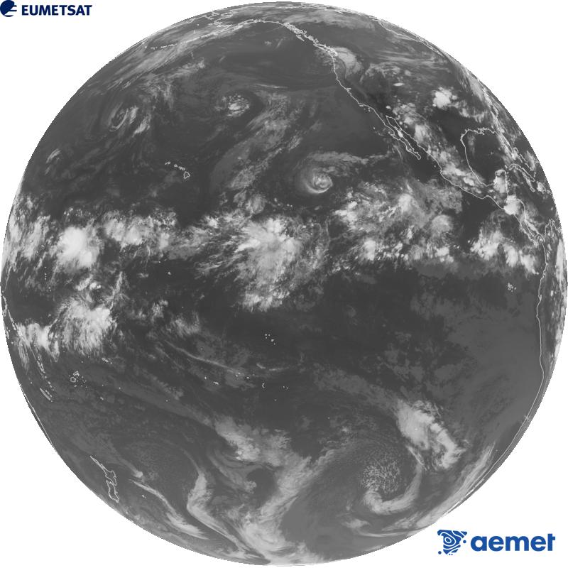 Imatge global del canal infraroig (longitud d'ona 10.3 �m) del sat�l�lit estatunidenc GOES-18. Les hores indicades es refereixen a la pen�nsula (una hora menys a les Illes Can�ries).&nbsp;diumenge, 13 de setembre  2026 05:00