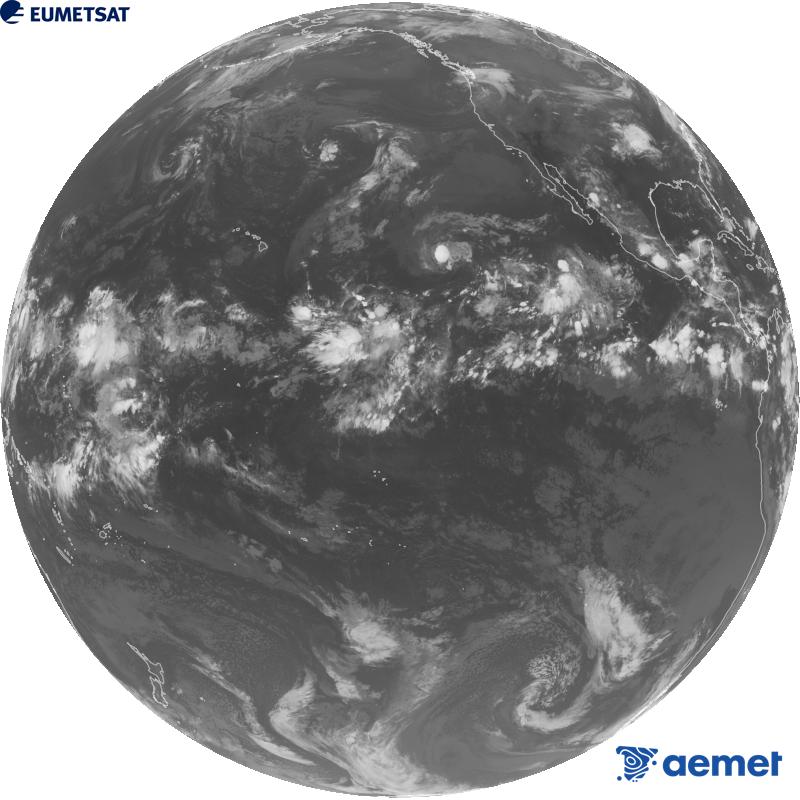 Imatge global del canal infraroig (longitud d'ona 10.3 �m) del sat�l�lit estatunidenc GOES-18. Les hores indicades es refereixen a la pen�nsula (una hora menys a les Illes Can�ries).&nbsp;diumenge, 13 de setembre  2026 11:00