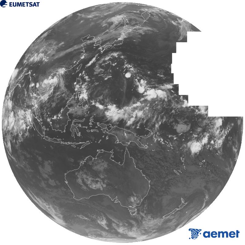 Imatge global del canal infraroig (longitud d'ona 10.4 �m) del sat�l�lit geoestacionari japon�s Himawari-9. Les hores indicades es refereixen a la pen�nsula (una hora menys a les Illes Can�ries).&nbsp;diumenge, 13 de setembre  2026 17:00