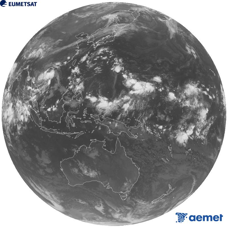 Imatge global del canal infraroig (longitud d'ona 10.4 �m) del sat�l�lit geoestacionari japon�s Himawari-9. Les hores indicades es refereixen a la pen�nsula (una hora menys a les Illes Can�ries).&nbsp;diumenge, 13 de setembre  2026 20:00