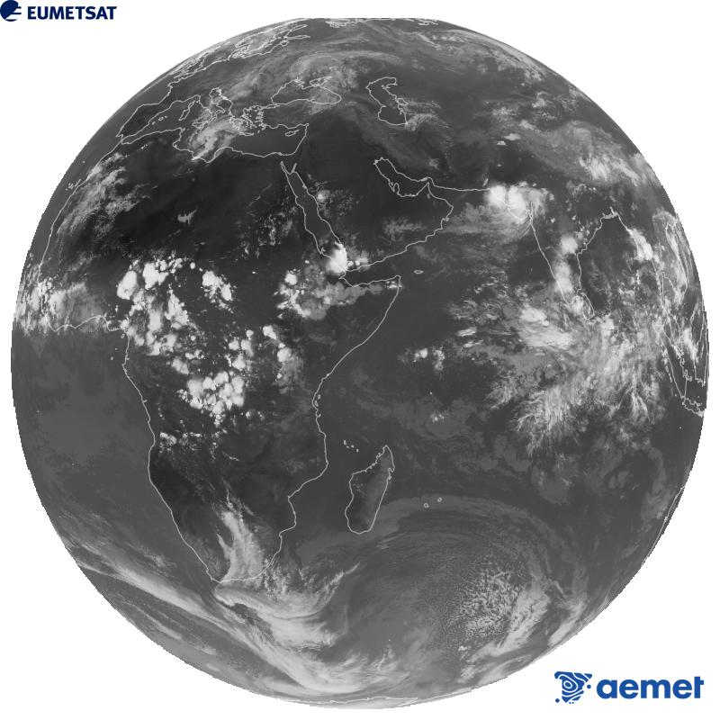 Imatge global del canal infraroig (longitud d'ona 10.8 �m) del sat�l�lit geoestacionari europeu Meteosat-9, pertanyent a la segona generaci� de sat�l�lits Meteosat. Les hores indicades es refereixen a la pen�nsula (una hora menys a les Illes Can�ries).&nbsp;dilluns, 14 de setembre  2026 17:00