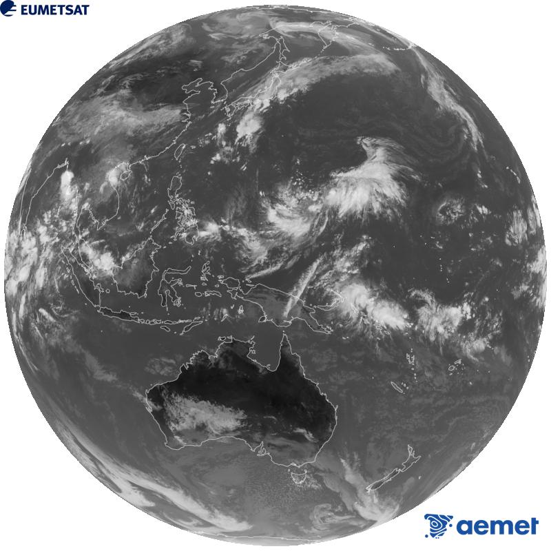 Imaxe global da canle infravermella (lonxitude de onda 10.4 �m) do sat�lite xeoestacionario xapon�s Himawari-9. As horas indicadas ref�rense � pen�nsula (unha hora menos nas Illas Canarias).&nbsp;martes, 15 setembro  2026 05:00