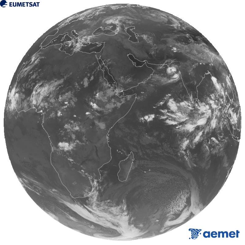 Imatge global del canal infraroig (longitud d'ona 10.8 �m) del sat�l�lit geoestacionari europeu Meteosat-9, pertanyent a la segona generaci� de sat�l�lits Meteosat. Les hores indicades es refereixen a la pen�nsula (una hora menys a les Illes Can�ries).&nbsp;dimarts, 15 de setembre  2026 05:00