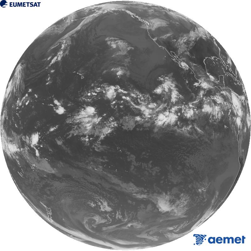 Imagen global del canal infrarrojo (longitud de onda 10.3 �m) del sat�lite estadounidense GOES-18. Las horas indicadas se refieren a la pen�nsula (una hora menos en las Islas Canarias).&nbsp;martes, 15 septiembre 2026 a las 17:00