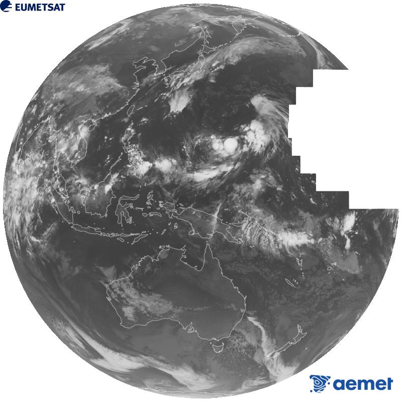 Imaxe global da canle infravermella (lonxitude de onda 10.4 �m) do sat�lite xeoestacionario xapon�s Himawari-9. As horas indicadas ref�rense � pen�nsula (unha hora menos nas Illas Canarias).&nbsp;martes, 15 setembro  2026 17:00