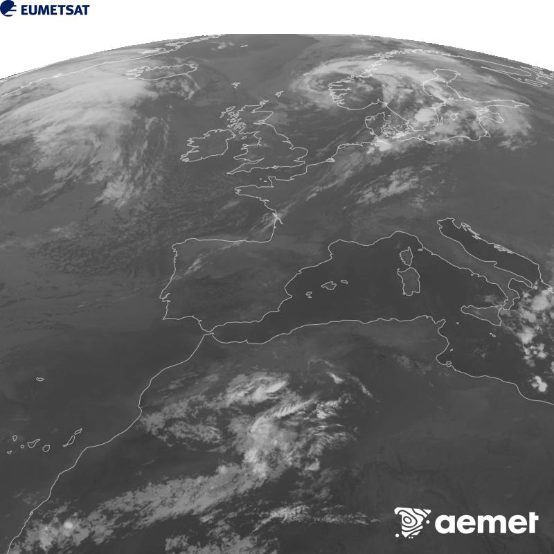 Aquesta imatge es genera utilitzant informaci� del canal Infraroig 10.5 �m del sat�l�lit METEOSAT-12, pertanyent a la tercera generaci� de sat�l�lits Meteosat (MTG). Perqu� la imatge s'assembli m�s a la percepci� de l'ull hum�, l'escala de grises est� invertida. Les hores indicades es refereixen a la pen�nsula (una hora menys a les Illes Can�ries).&nbsp;dimecres, 16 de setembre  2026 00:00