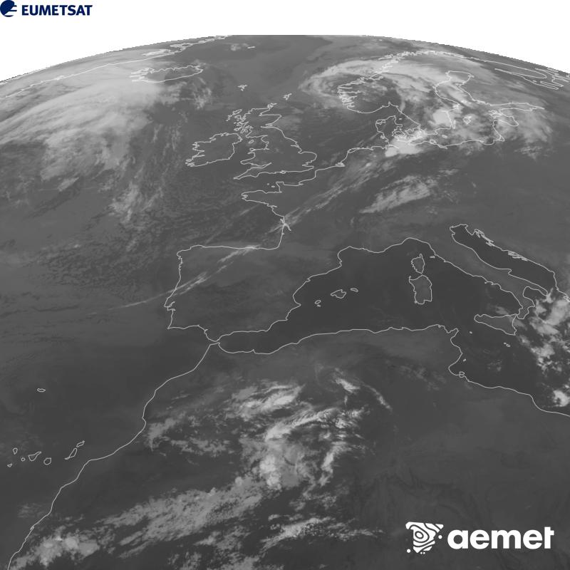 Aquesta imatge es genera utilitzant informaci� del canal Infraroig 10.5 �m del sat�l�lit METEOSAT-12, pertanyent a la tercera generaci� de sat�l�lits Meteosat (MTG). Perqu� la imatge s'assembli m�s a la percepci� de l'ull hum�, l'escala de grises est� invertida. Les hores indicades es refereixen a la pen�nsula (una hora menys a les Illes Can�ries).&nbsp;dimecres, 16 de setembre  2026 01:00