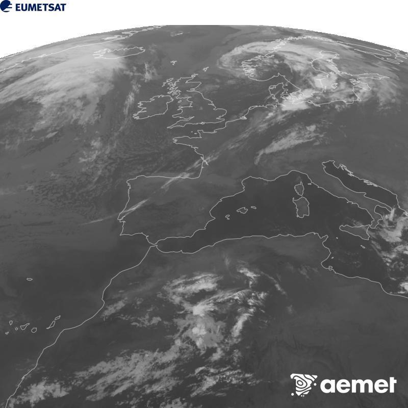 Aquesta imatge es genera utilitzant informaci� del canal Infraroig 10.5 �m del sat�l�lit METEOSAT-12, pertanyent a la tercera generaci� de sat�l�lits Meteosat (MTG). Perqu� la imatge s'assembli m�s a la percepci� de l'ull hum�, l'escala de grises est� invertida. Les hores indicades es refereixen a la pen�nsula (una hora menys a les Illes Can�ries).&nbsp;dimecres, 16 de setembre  2026 02:00