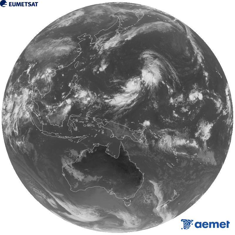 Imatge global del canal infraroig (longitud d'ona 10.4 �m) del sat�l�lit geoestacionari japon�s Himawari-9. Les hores indicades es refereixen a la pen�nsula (una hora menys a les Illes Can�ries).&nbsp;dimecres, 16 de setembre  2026 02:00