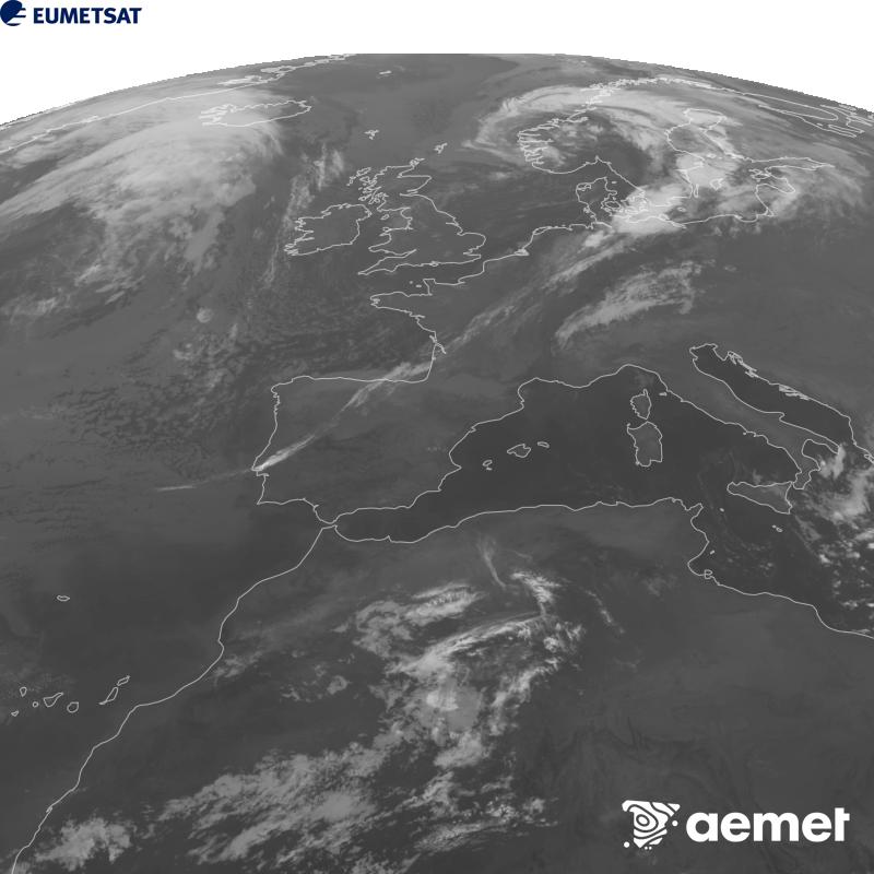 Aquesta imatge es genera utilitzant informaci� del canal Infraroig 10.5 �m del sat�l�lit METEOSAT-12, pertanyent a la tercera generaci� de sat�l�lits Meteosat (MTG). Perqu� la imatge s'assembli m�s a la percepci� de l'ull hum�, l'escala de grises est� invertida. Les hores indicades es refereixen a la pen�nsula (una hora menys a les Illes Can�ries).&nbsp;dimecres, 16 de setembre  2026 03:00