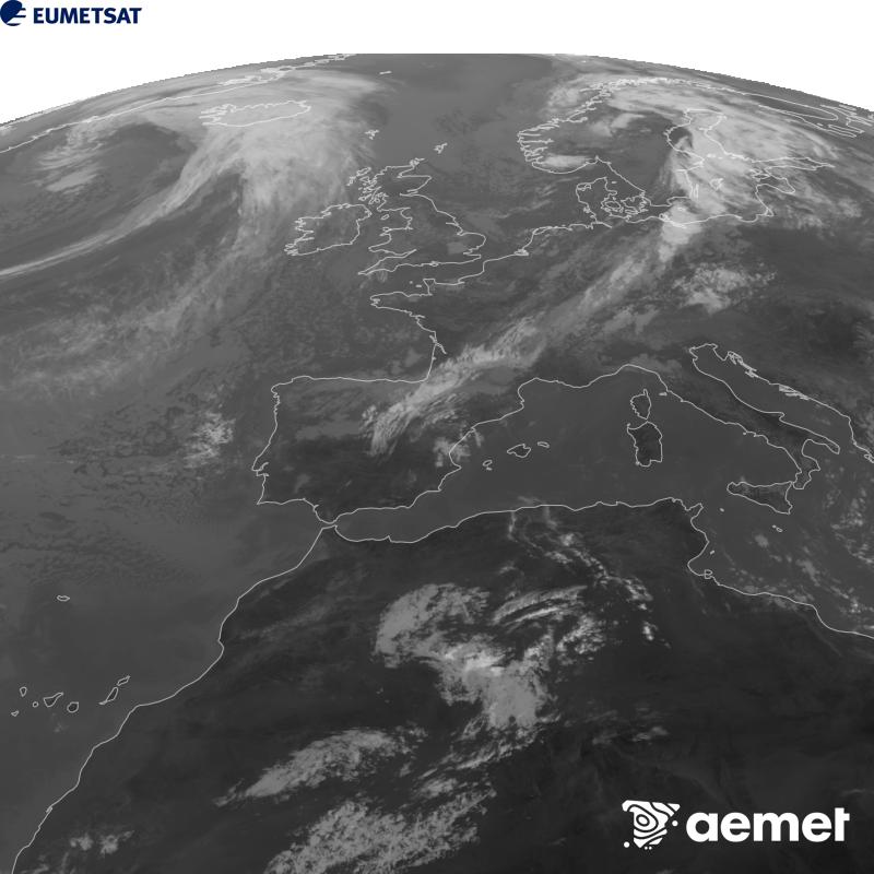 Aquesta imatge es genera utilitzant informaci� del canal Infraroig 10.5 �m del sat�l�lit METEOSAT-12, pertanyent a la tercera generaci� de sat�l�lits Meteosat (MTG). Perqu� la imatge s'assembli m�s a la percepci� de l'ull hum�, l'escala de grises est� invertida. Les hores indicades es refereixen a la pen�nsula (una hora menys a les Illes Can�ries).&nbsp;dimecres, 16 de setembre  2026 11:00