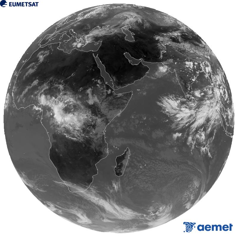 Imatge global del canal infraroig (longitud d'ona 10.8 �m) del sat�l�lit geoestacionari europeu Meteosat-9, pertanyent a la segona generaci� de sat�l�lits Meteosat. Les hores indicades es refereixen a la pen�nsula (una hora menys a les Illes Can�ries).&nbsp;dimecres, 16 de setembre  2026 11:00