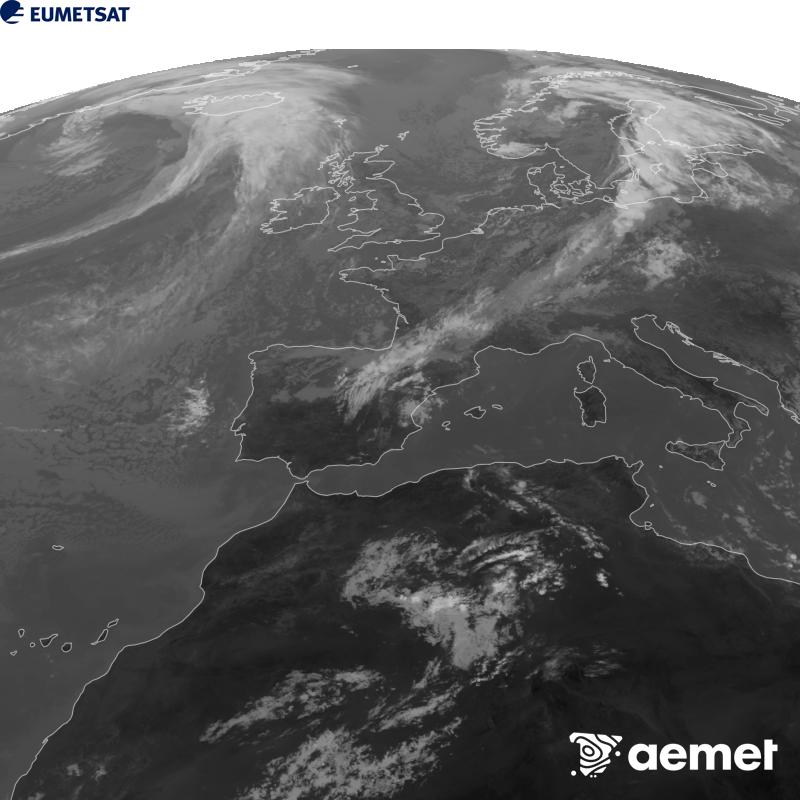 Aquesta imatge es genera utilitzant informaci� del canal Infraroig 10.5 �m del sat�l�lit METEOSAT-12, pertanyent a la tercera generaci� de sat�l�lits Meteosat (MTG). Perqu� la imatge s'assembli m�s a la percepci� de l'ull hum�, l'escala de grises est� invertida. Les hores indicades es refereixen a la pen�nsula (una hora menys a les Illes Can�ries).&nbsp;dimecres, 16 de setembre  2026 12:00