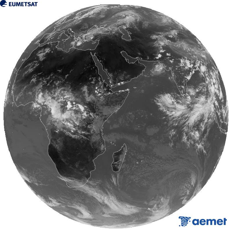 Imatge global del canal infraroig (longitud d'ona 10.8 �m) del sat�l�lit geoestacionari europeu Meteosat-9, pertanyent a la segona generaci� de sat�l�lits Meteosat. Les hores indicades es refereixen a la pen�nsula (una hora menys a les Illes Can�ries).&nbsp;dimecres, 16 de setembre  2026 14:00