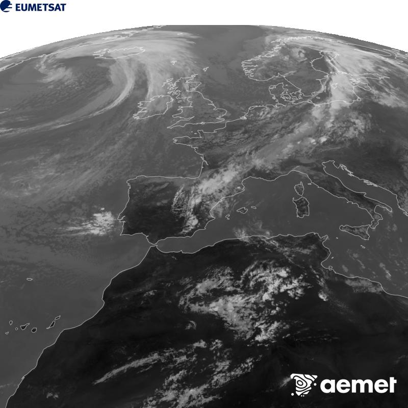 Aquesta imatge es genera utilitzant informaci� del canal Infraroig 10.5 �m del sat�l�lit METEOSAT-12, pertanyent a la tercera generaci� de sat�l�lits Meteosat (MTG). Perqu� la imatge s'assembli m�s a la percepci� de l'ull hum�, l'escala de grises est� invertida. Les hores indicades es refereixen a la pen�nsula (una hora menys a les Illes Can�ries).&nbsp;dimecres, 16 de setembre  2026 15:00