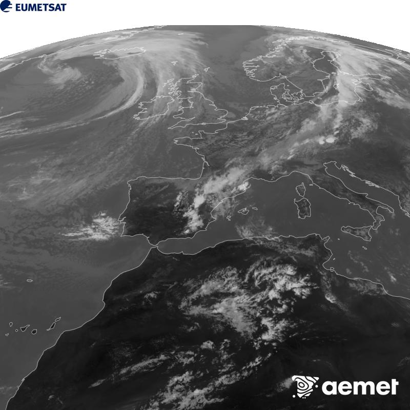 Aquesta imatge es genera utilitzant informaci� del canal Infraroig 10.5 �m del sat�l�lit METEOSAT-12, pertanyent a la tercera generaci� de sat�l�lits Meteosat (MTG). Perqu� la imatge s'assembli m�s a la percepci� de l'ull hum�, l'escala de grises est� invertida. Les hores indicades es refereixen a la pen�nsula (una hora menys a les Illes Can�ries).&nbsp;dimecres, 16 de setembre  2026 16:00