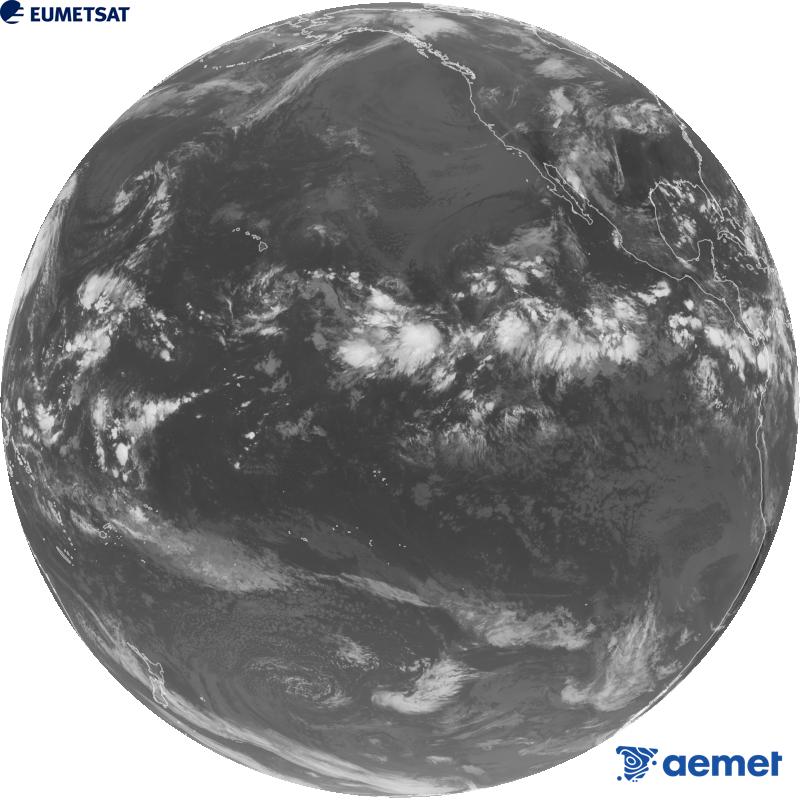 Imagen global del canal infrarrojo (longitud de onda 10.3 �m) del sat�lite estadounidense GOES-18. Las horas indicadas se refieren a la pen�nsula (una hora menos en las Islas Canarias).&nbsp;mi�rcoles, 16 septiembre 2026 a las 17:00