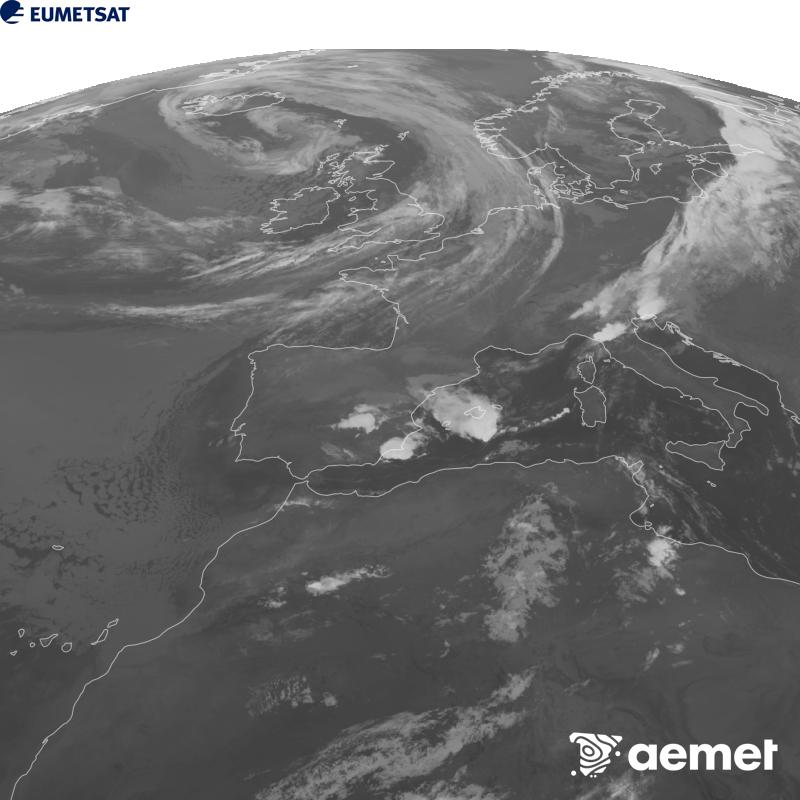 Esta imaxe x�rase utilizando informaci�n da canle Infravermella 10.5 �m do sat�lite METEOSAT-12, pertencente � terceira xeraci�n de sat�lites Meteosat (MTG). Para que a imaxe se asemelle m�is � percepci�n do ollo humano, a escala de grises est� investida. As horas indicadas ref�rense � pen�nsula (unha hora menos nas Illas Canarias).&nbsp;xoves, 17 setembro  2026 07:00