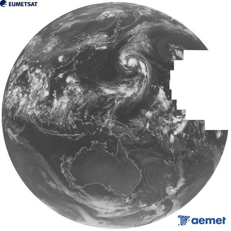 Imatge global del canal infraroig (longitud d'ona 10.4 �m) del sat�l�lit geoestacionari japon�s Himawari-9. Les hores indicades es refereixen a la pen�nsula (una hora menys a les Illes Can�ries).&nbsp;dijous, 17 de setembre  2026 17:00