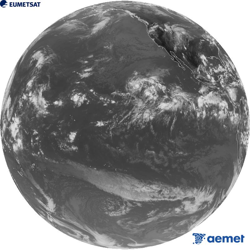 Imatge global del canal infraroig (longitud d'ona 10.3 �m) del sat�l�lit estatunidenc GOES-18. Les hores indicades es refereixen a la pen�nsula (una hora menys a les Illes Can�ries).&nbsp;dijous, 17 de setembre  2026 23:00